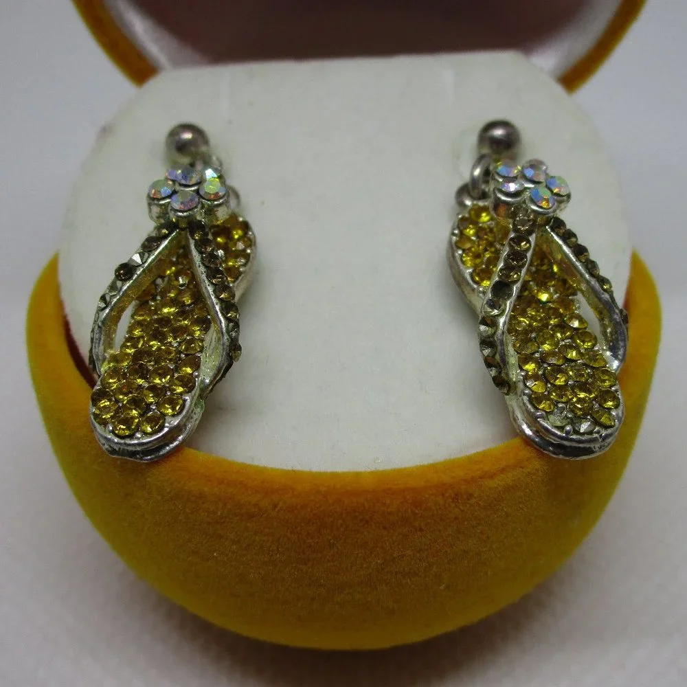 rhinestone flip flop earrings